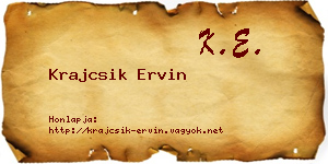 Krajcsik Ervin névjegykártya